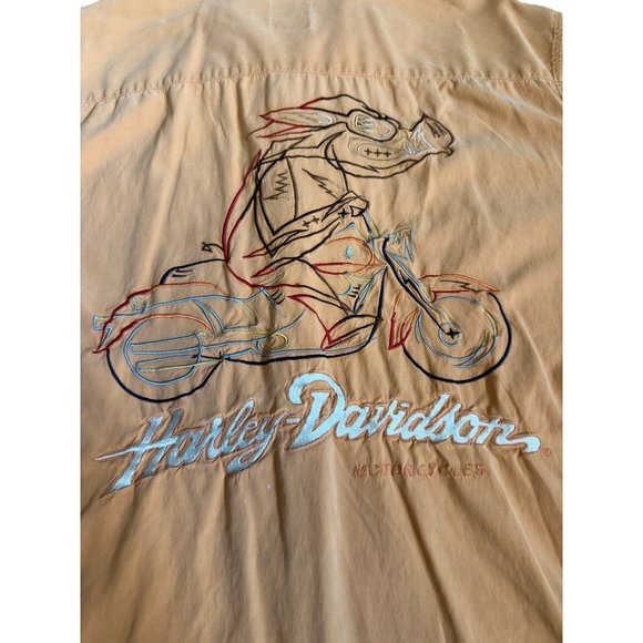 Harley‎ Davidson Silk Button Up Orange Hog Shirt Size XL - Picture 3 of 7